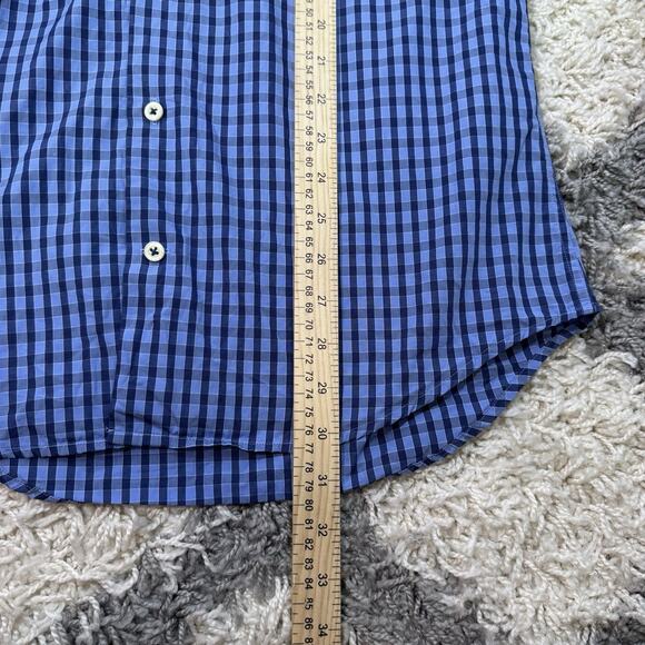 GOLF Peter Millar Shirt Mens Sm Blue Checks Plaid Button Down Long Sleeve Cotton - Picture 3 of 6